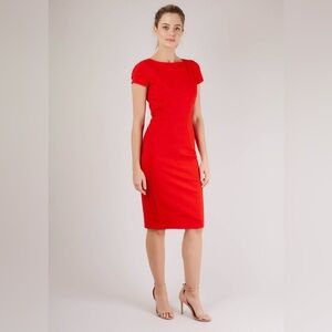 Closet London Red Bodycon Ponte Mini Dress UK 8 / US 4 Cap Sleeves Fitted